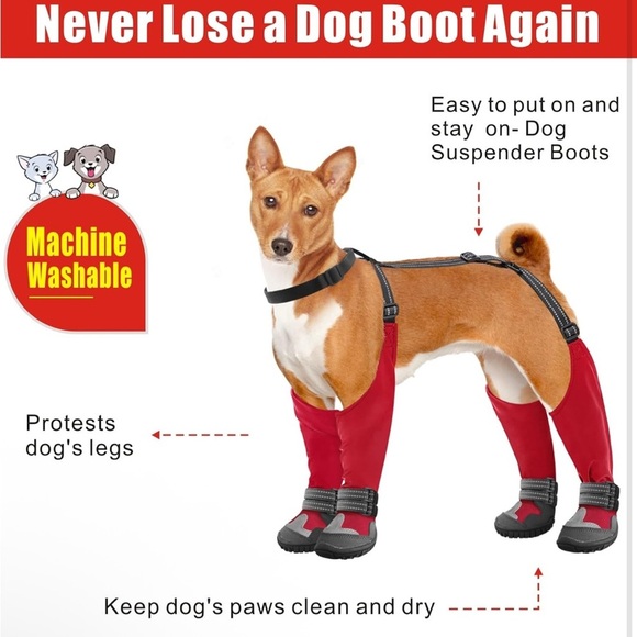 Idepet Dog Suspender Boots, Tall Dog Boots Anti-Slip & Fall Waterproof (064) - Picture 2 of 6